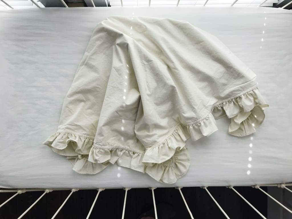 Porcelain Ruffled Crib Blanket handmade heirloom nursery - High Cotton Textile