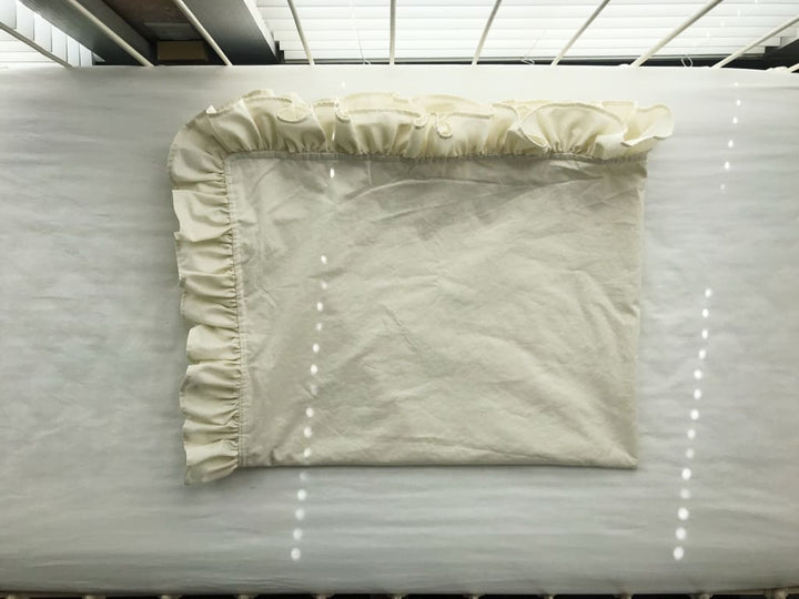 Porcelain Ruffled Crib Blanket handmade heirloom nursery - High Cotton Textile