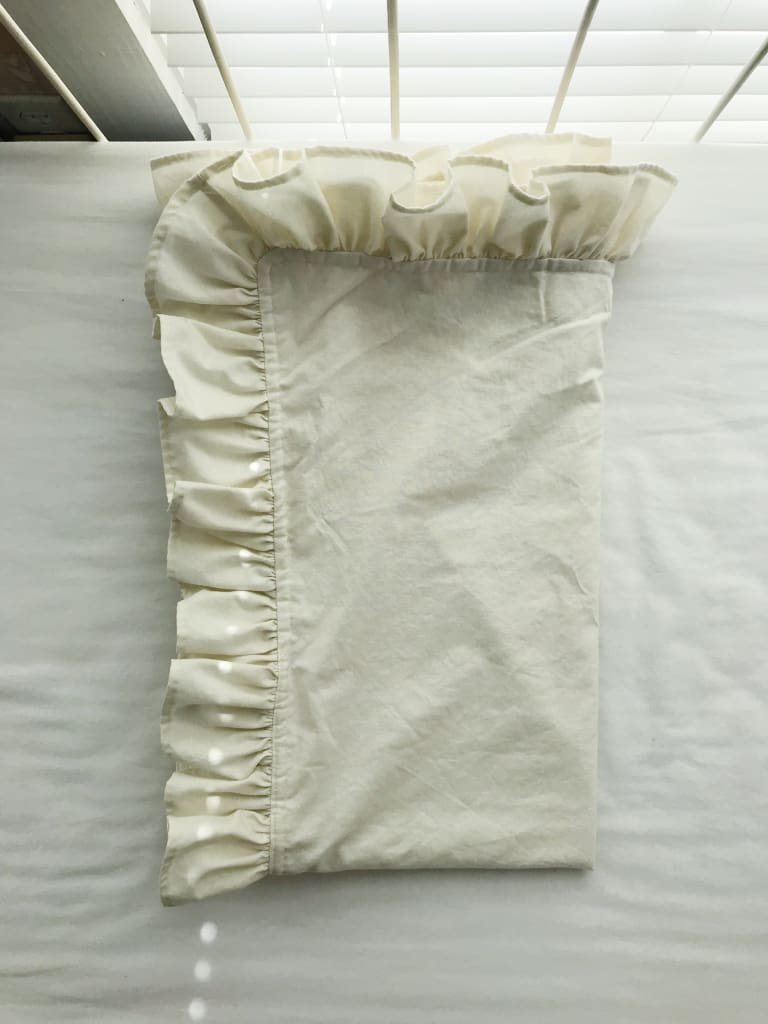 Porcelain Ruffled Crib Blanket handmade heirloom nursery - High Cotton Textile