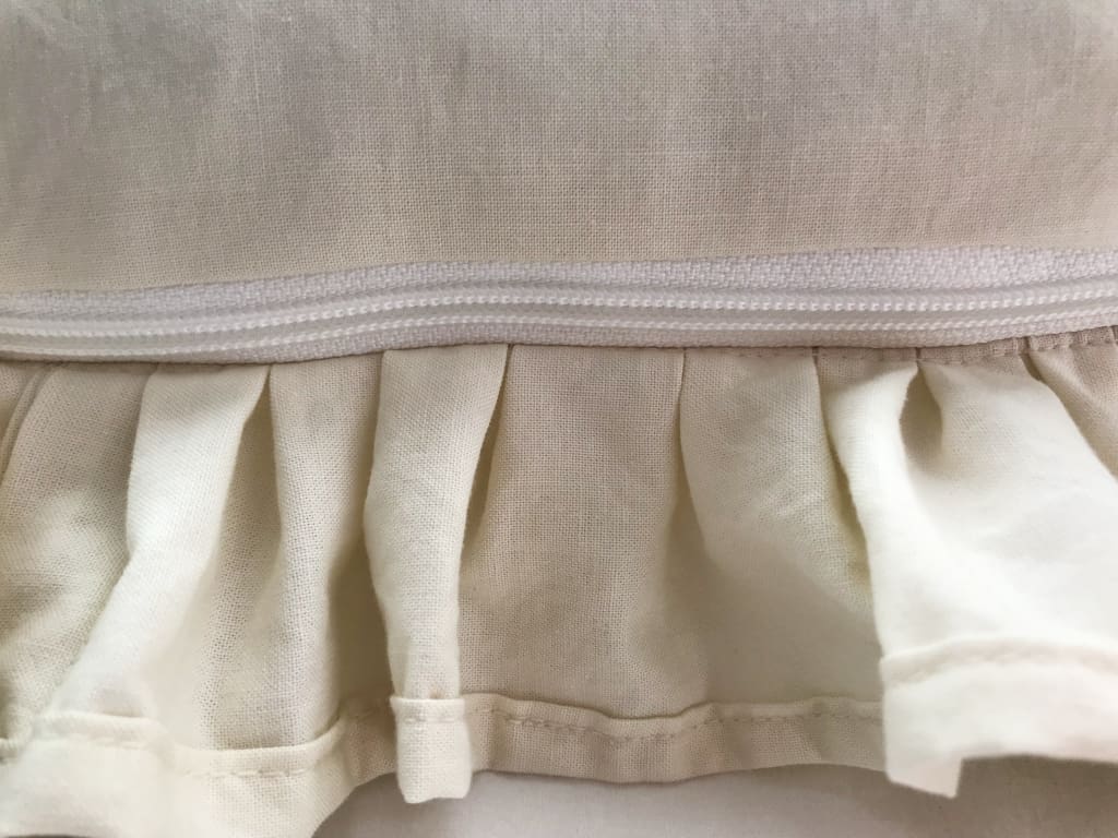 Porcelain Ruffled Crib Pillow handmade heirloom nursery - High Cotton Textile