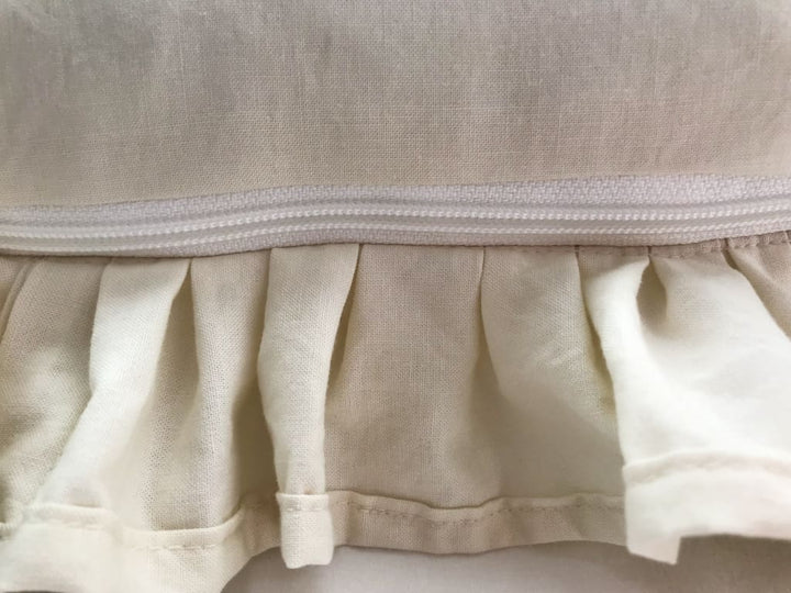Porcelain Ruffled Crib Pillow handmade heirloom nursery - High Cotton Textile