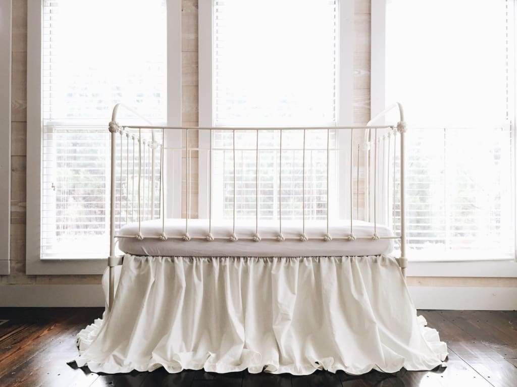 Porcelain Ruffled Crib Skirt handmade heirloom nursery - High Cotton Textile