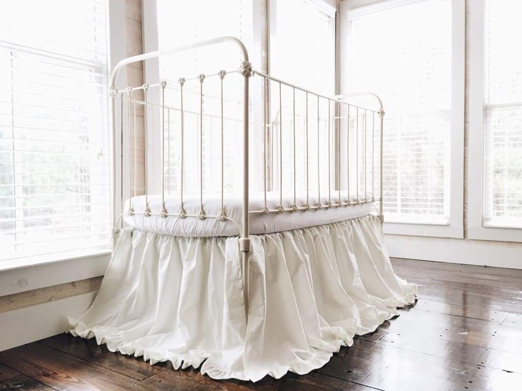 Porcelain Ruffled Crib Skirt handmade heirloom nursery - High Cotton Textile
