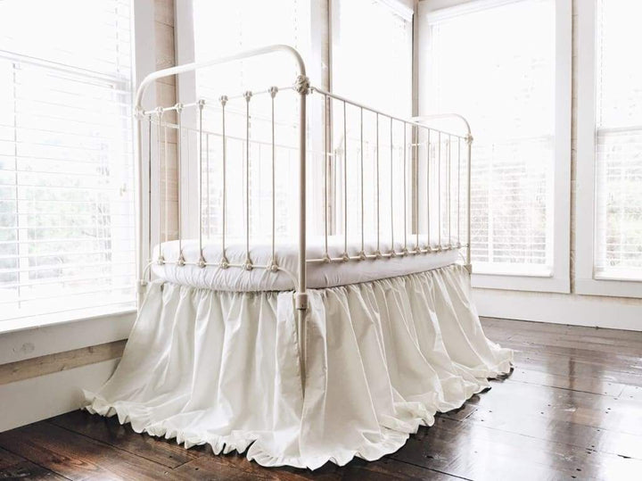Porcelain Ruffled Crib Skirt handmade heirloom nursery - High Cotton Textile