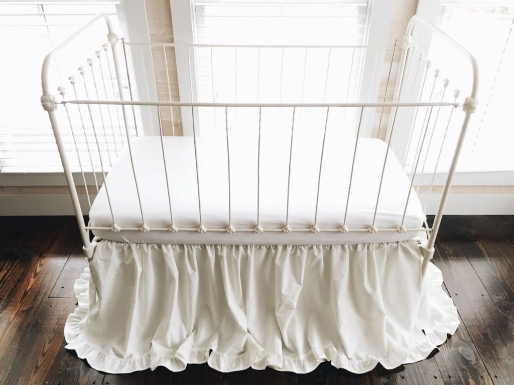Porcelain Ruffled Crib Skirt handmade heirloom nursery - High Cotton Textile