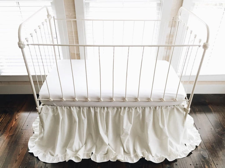 Porcelain Ruffled Crib Skirt handmade heirloom nursery - High Cotton Textile