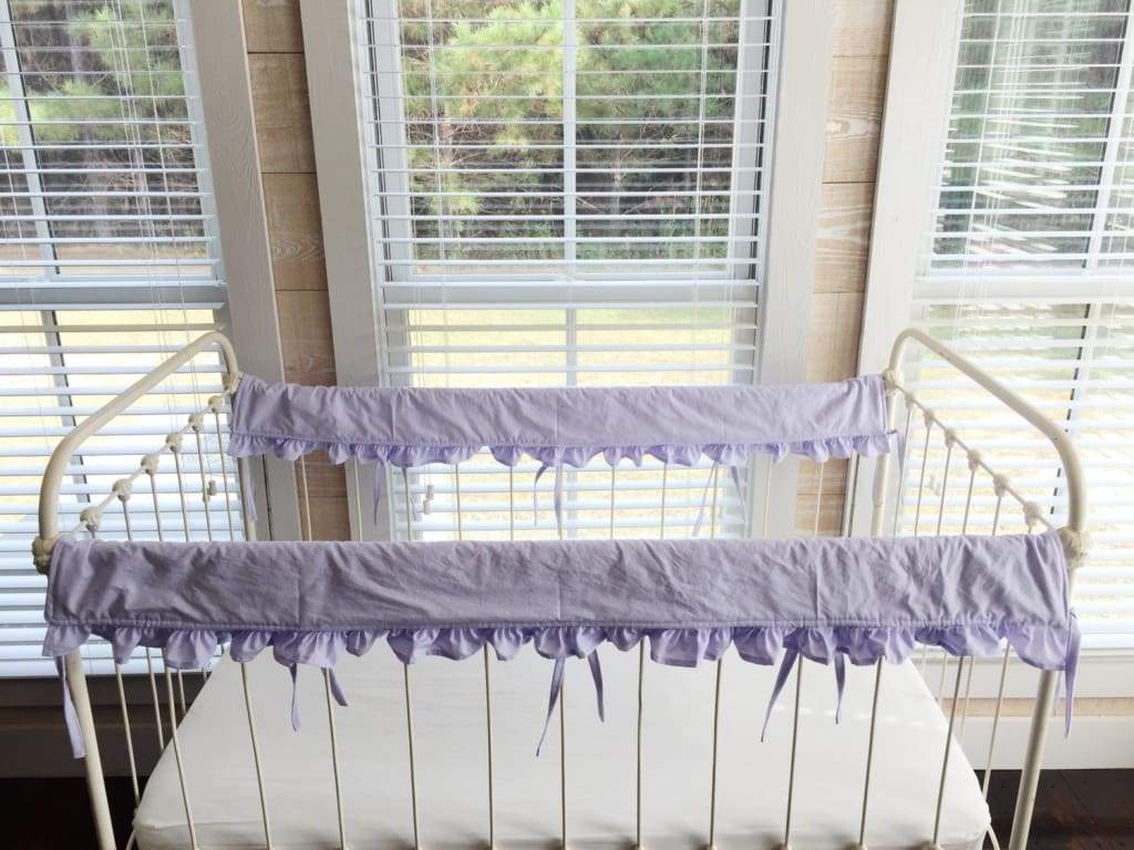 Ruffled Crib Rail Covers Set (2 - Piece) – Personalized Baby Crib Rail Guards handmade heirloom nursery - High Cotton Textile
