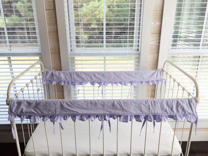 Ruffled Crib Rail Covers Set (2 - Piece) – Personalized Baby Crib Rail Guards handmade heirloom nursery - High Cotton Textile