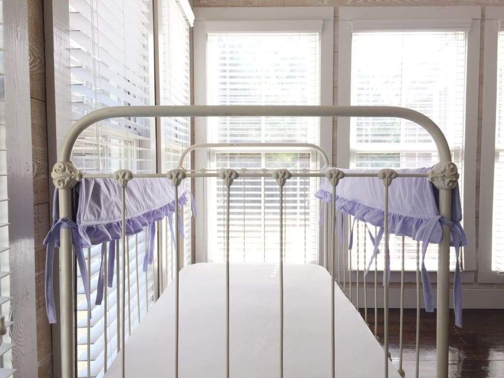 Ruffled Crib Rail Covers Set (2 - Piece) – Personalized Baby Crib Rail Guards handmade heirloom nursery - High Cotton Textile