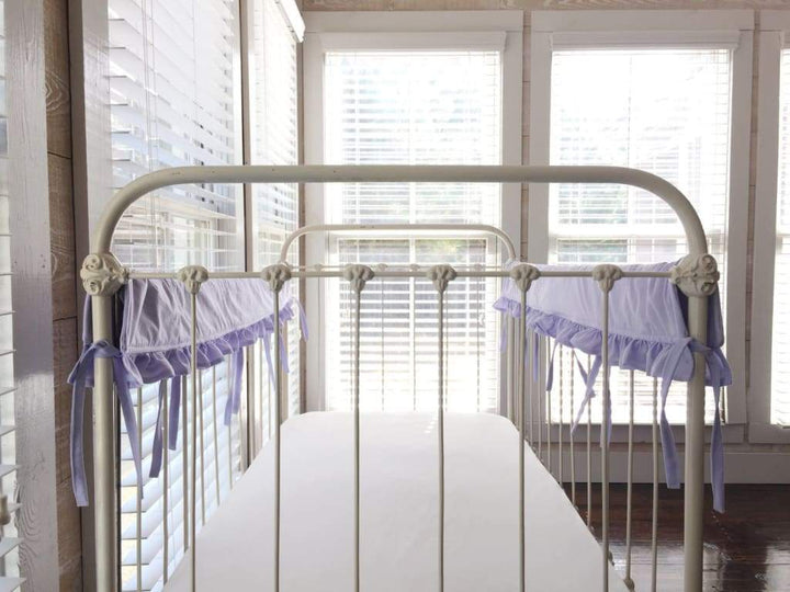 Ruffled Crib Rail Covers Set (2 - Piece) – Personalized Baby Crib Rail Guards handmade heirloom nursery - High Cotton Textile
