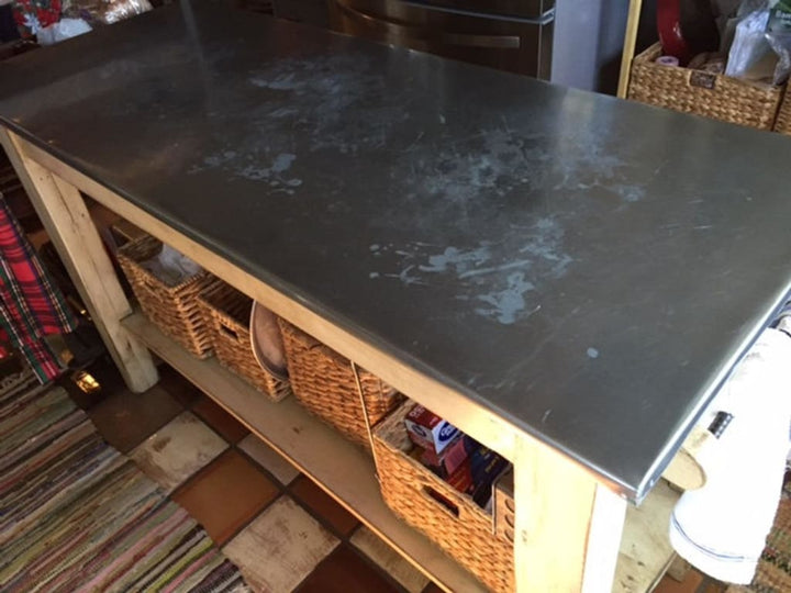 Rustic Zinc Top Kitchen Island handmade heirloom nursery - High Cotton Textile