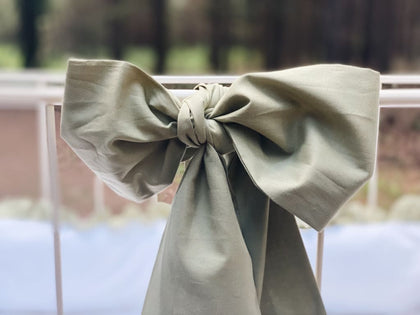 Large sage green washed cotton crib bow sash