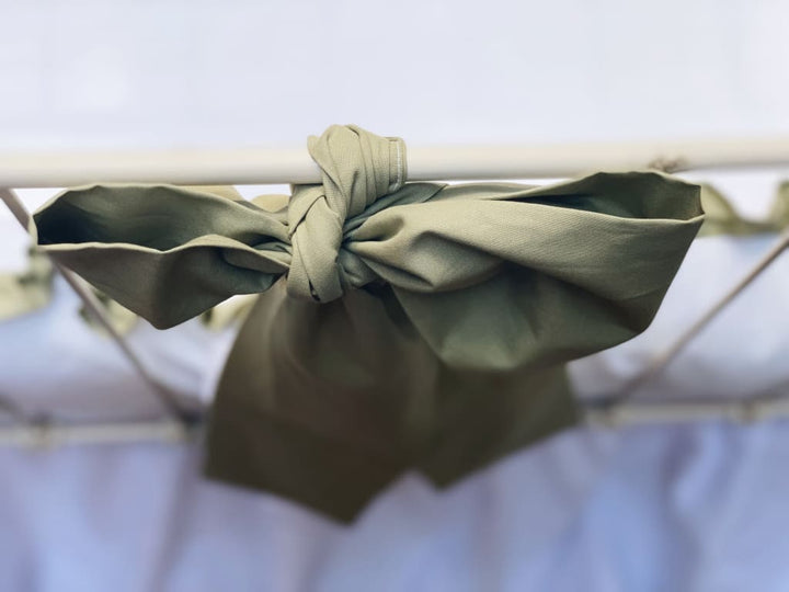 Sage Green Large Crib Bow handmade heirloom nursery - High Cotton Textile