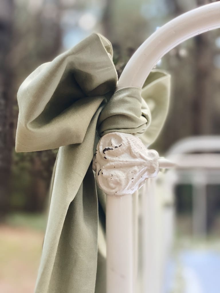 Sage Green Large Crib Bow handmade heirloom nursery - High Cotton Textile
