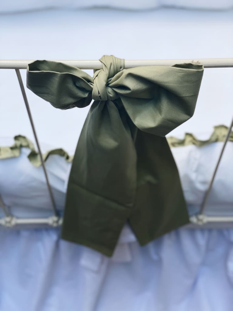 Sage Green Large Crib Bow handmade heirloom nursery - High Cotton Textile