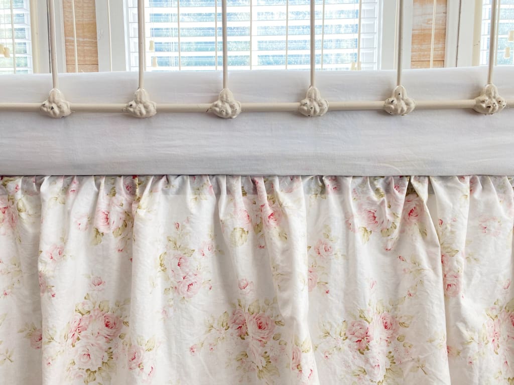 Shabby Chic Floral Girl Crib Skirt handmade heirloom nursery - High Cotton Textile
