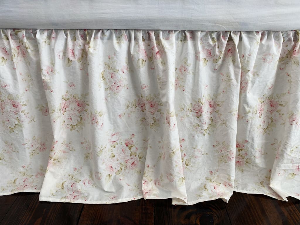 Shabby Chic Floral Girl Crib Skirt handmade heirloom nursery - High Cotton Textile