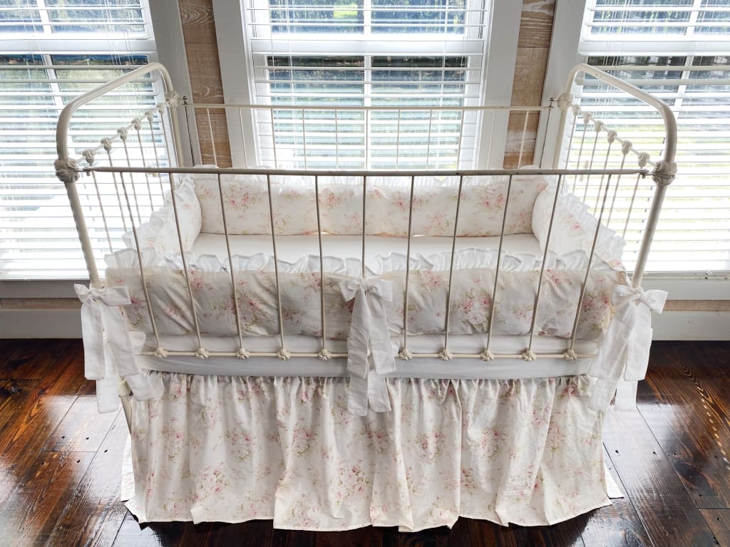 Shabby Chic Floral Ruffle Crib Bedding Set