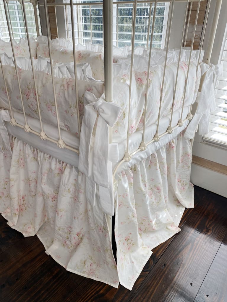 Shabby Chic Floral Ruffle Crib Bedding Set