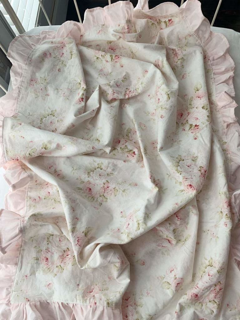 Shabby Chic Floral Ruffle Crib Blanket