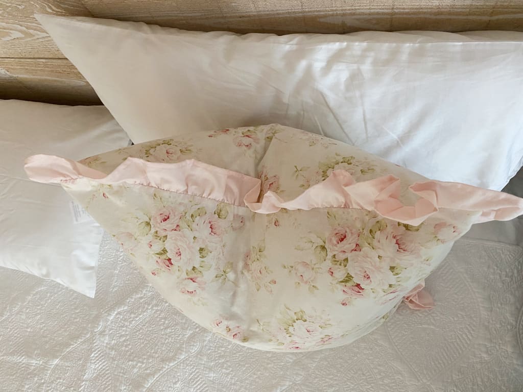 Shabby Chic Floral Ruffle Pillow Sham handmade heirloom nursery - High Cotton Textile