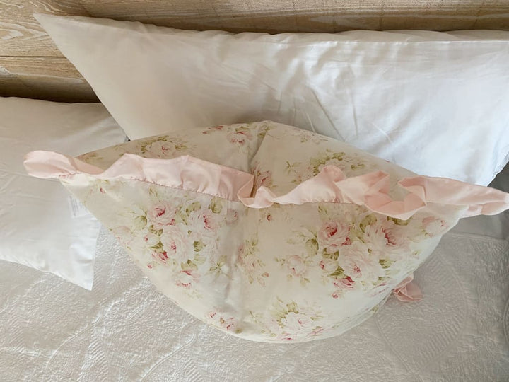 Shabby Chic Floral Ruffle Pillow Sham handmade heirloom nursery - High Cotton Textile