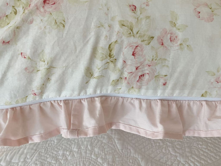 Shabby Chic Floral Ruffle Pillow Sham handmade heirloom nursery - High Cotton Textile