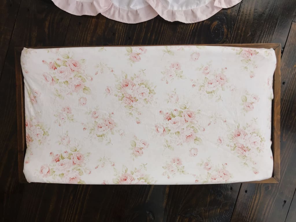 Shabby Chic Watercolor Floral Changing Pad Cover handmade heirloom nursery - High Cotton Textile