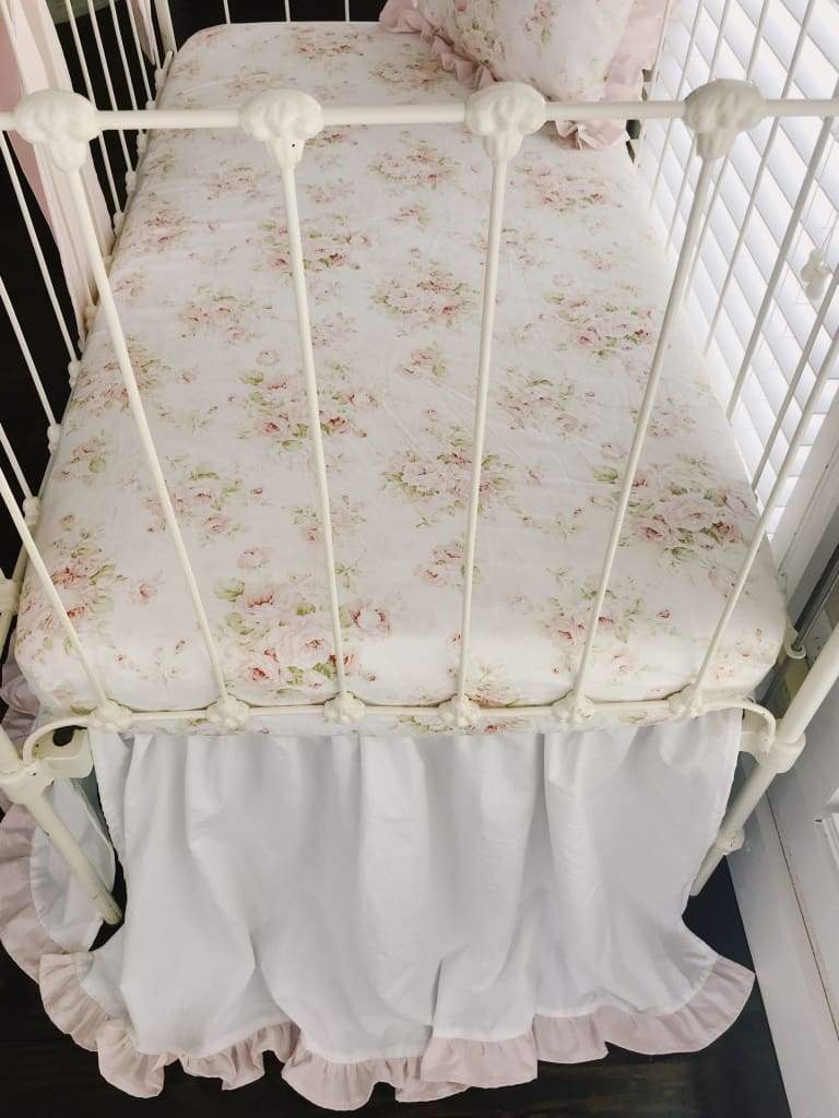 Shabby Chic Watercolor Floral Crib Bedding handmade heirloom nursery - High Cotton Textile