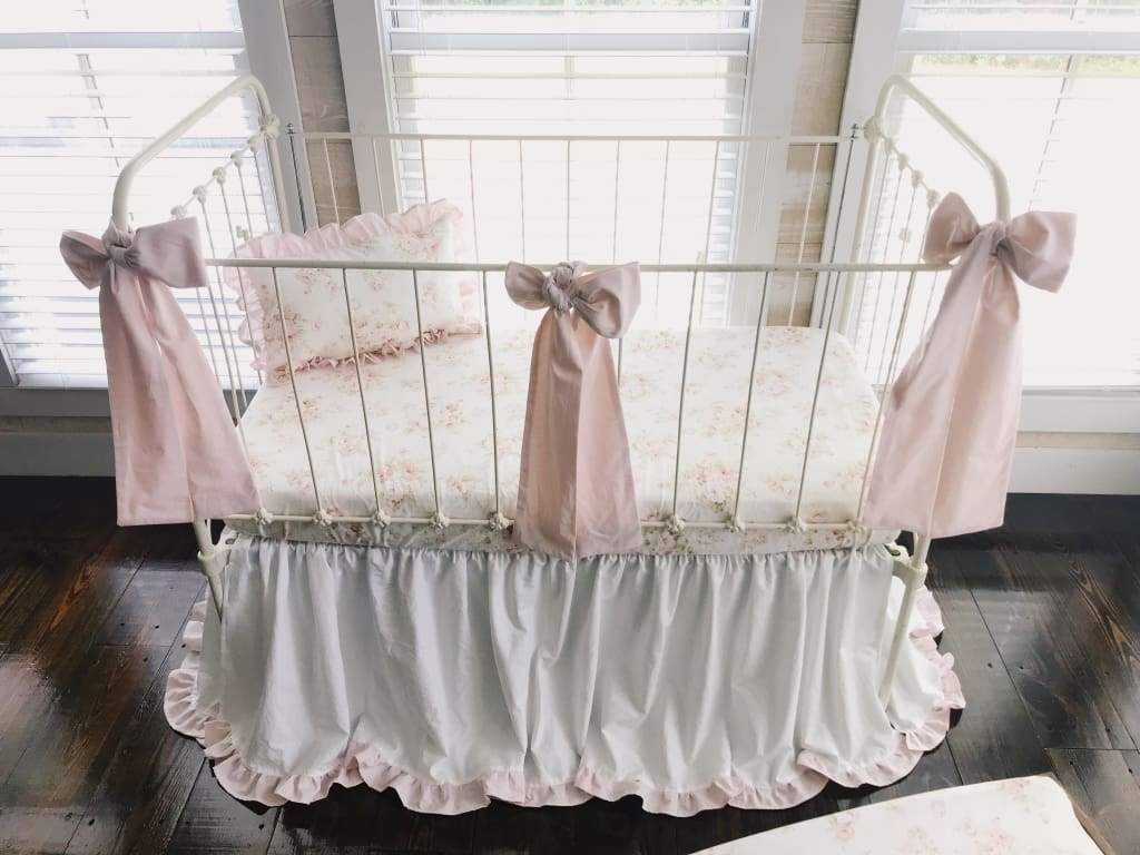 Shabby Chic Watercolor Floral Crib Bedding handmade heirloom nursery - High Cotton Textile