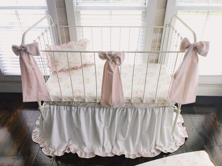 Shabby Chic Watercolor Floral Crib Bedding handmade heirloom nursery - High Cotton Textile