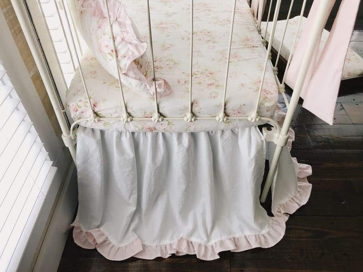Shabby Chic Watercolor Floral Crib Bedding handmade heirloom nursery - High Cotton Textile