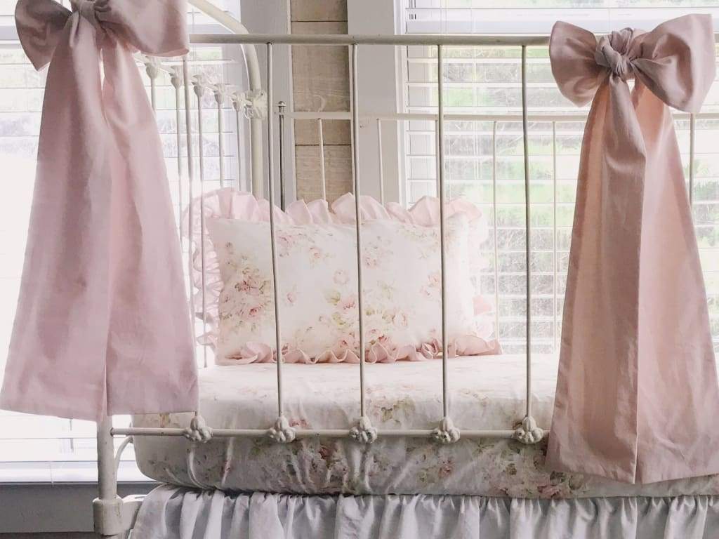 Shabby Chic Watercolor Floral | Ruffled Crib Pillow