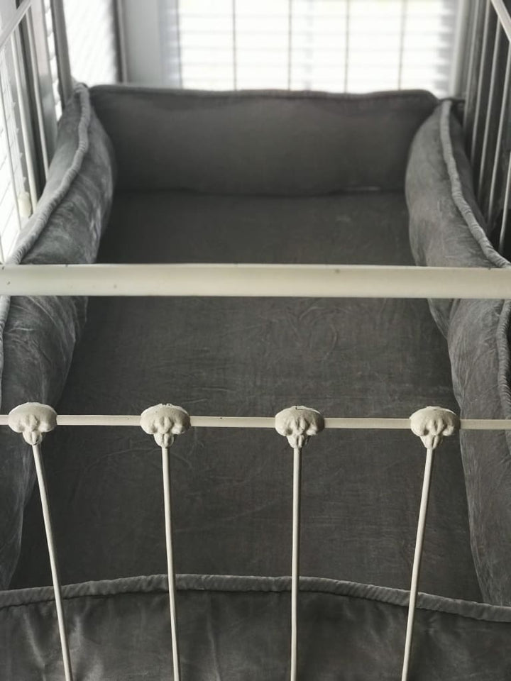 Silver Grey | 100% Silk Velvet Luxury Crib Bedding Ensemble