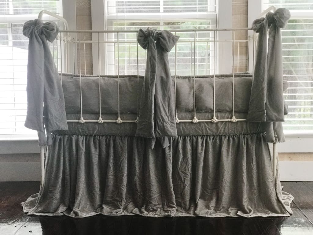 Silver Grey | 100% Silk Velvet Luxury Crib Bedding Ensemble