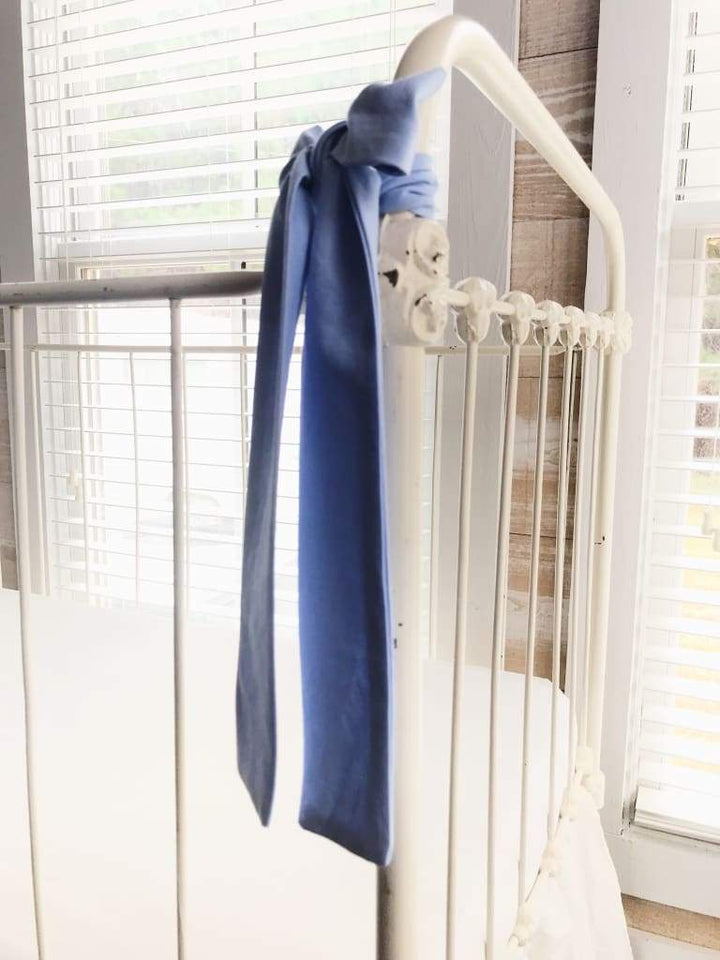 Small Baby Blue Crib Bow handmade heirloom nursery - High Cotton Textile