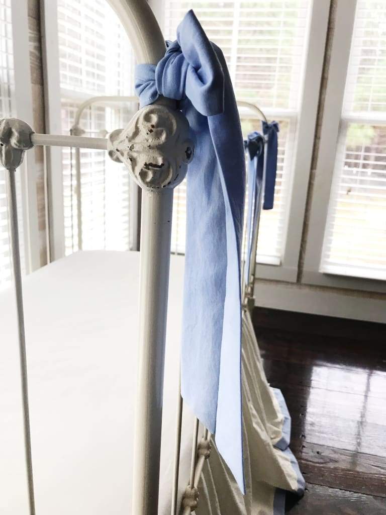 Small Baby Blue Crib Bow handmade heirloom nursery - High Cotton Textile