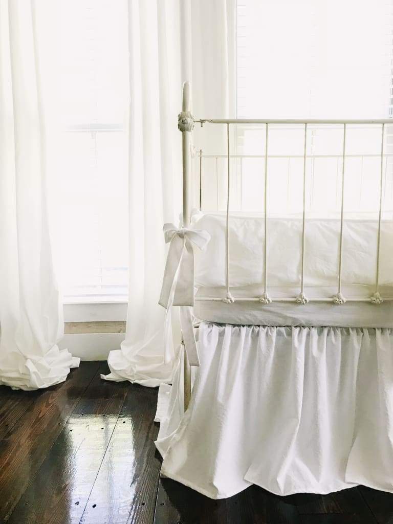 White | Farmhouse Tailored Crib Bedding Set