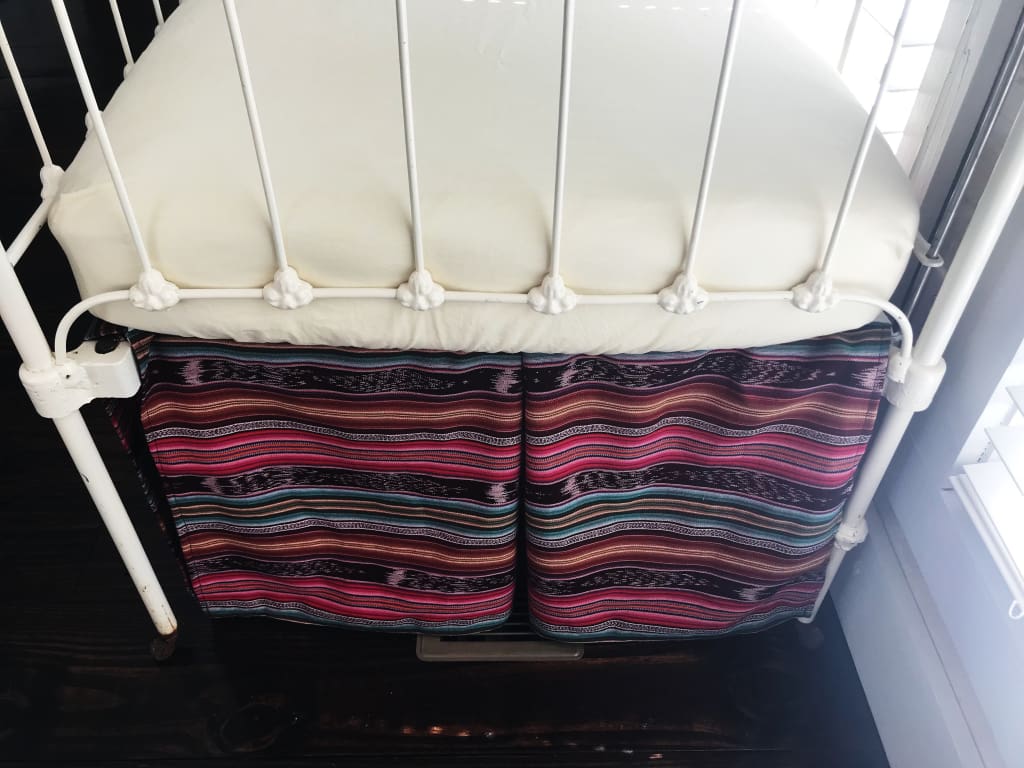 Tribal Crib Skirt handmade heirloom nursery - High Cotton Textile