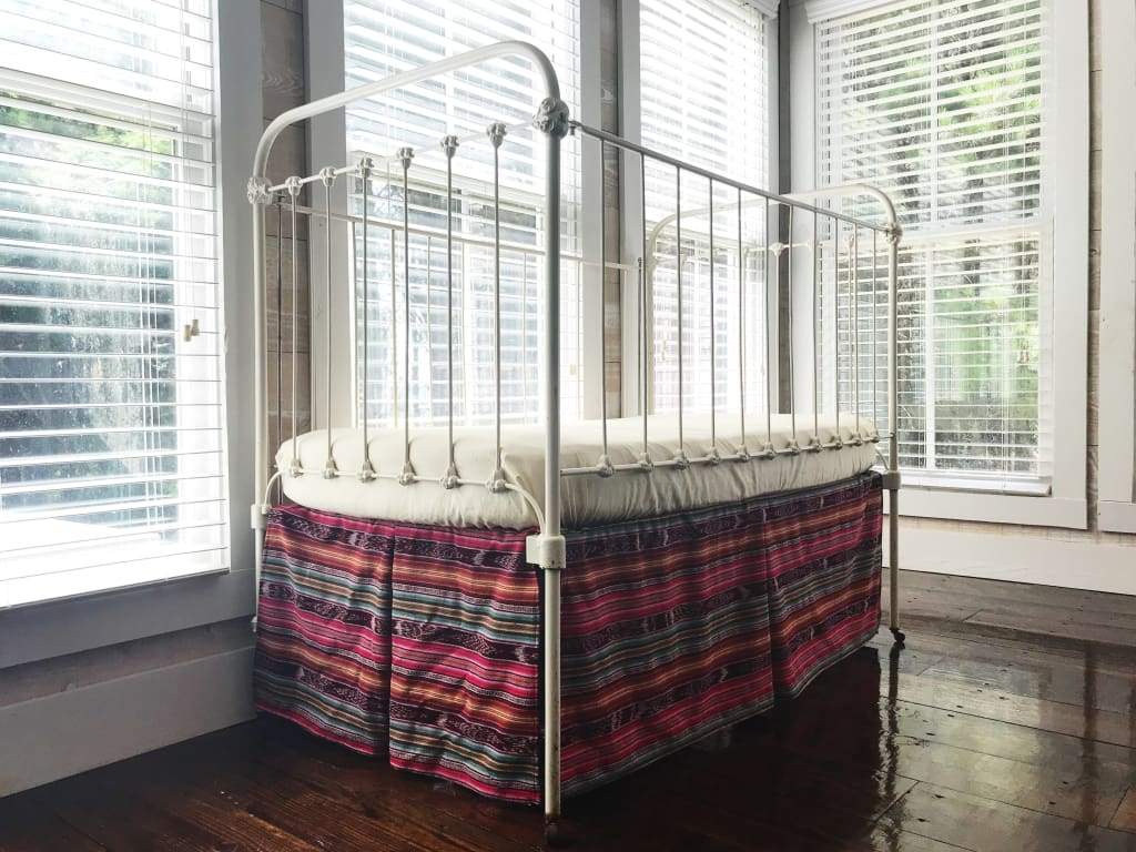 Tribal Crib Skirt handmade heirloom nursery - High Cotton Textile