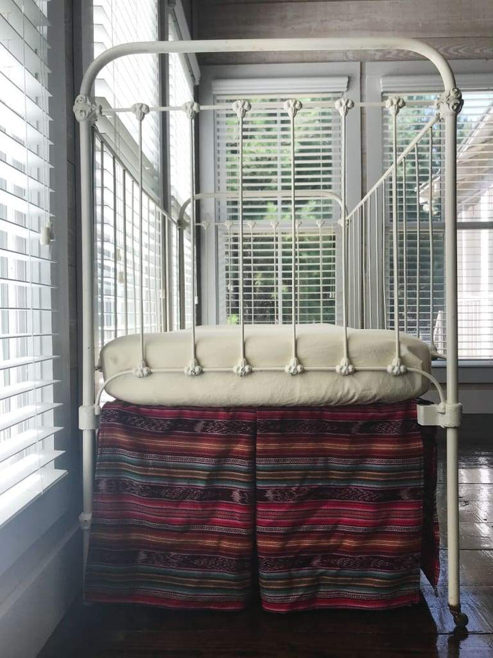 Tribal Crib Skirt handmade heirloom nursery - High Cotton Textile