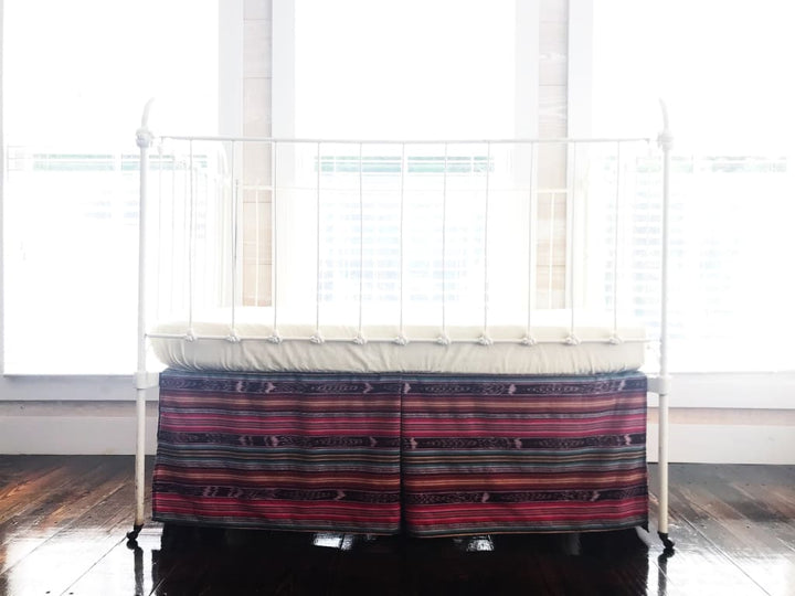 Tribal Crib Skirt handmade heirloom nursery - High Cotton Textile