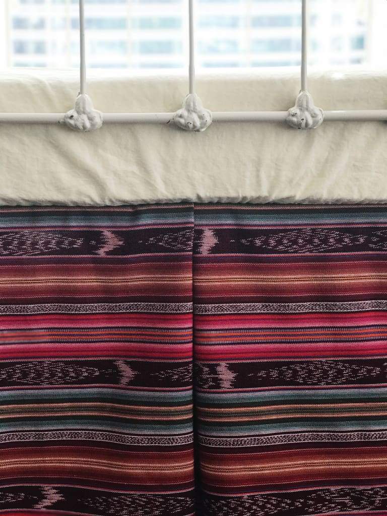 Tribal Crib Skirt handmade heirloom nursery - High Cotton Textile