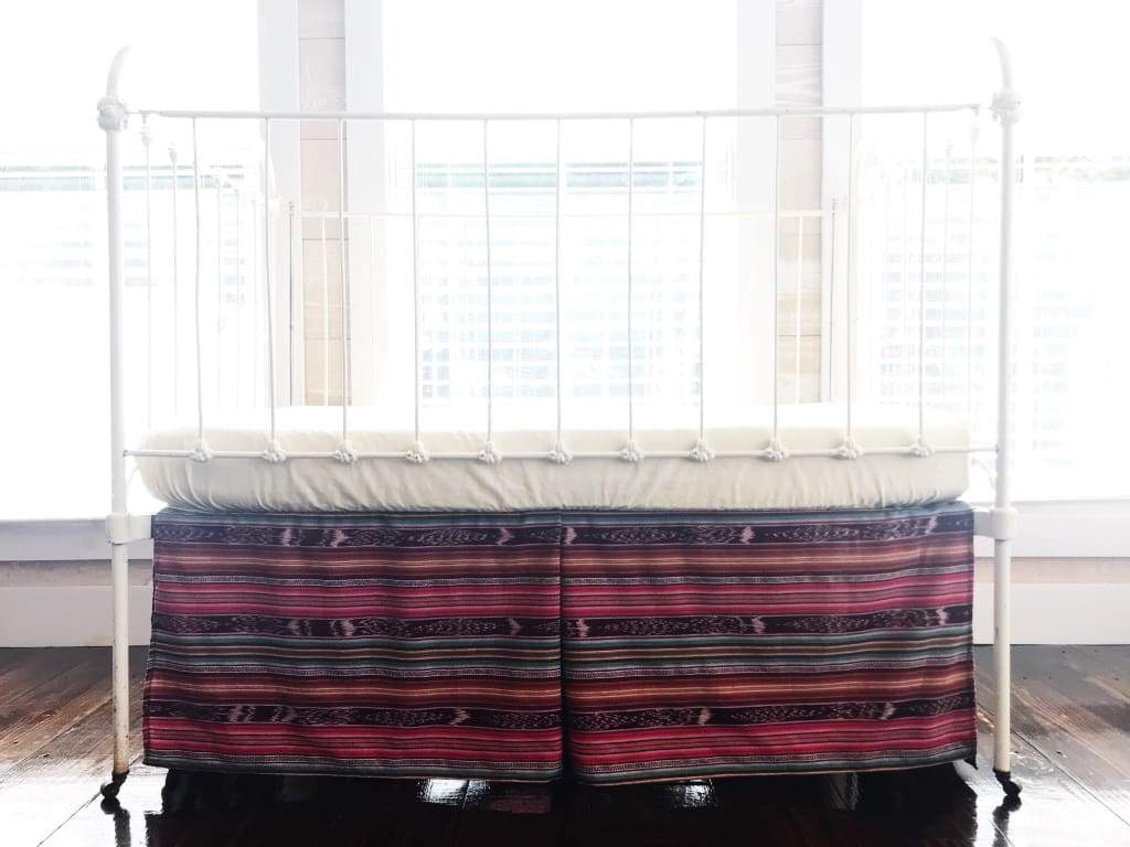 Tribal Crib Skirt handmade heirloom nursery - High Cotton Textile