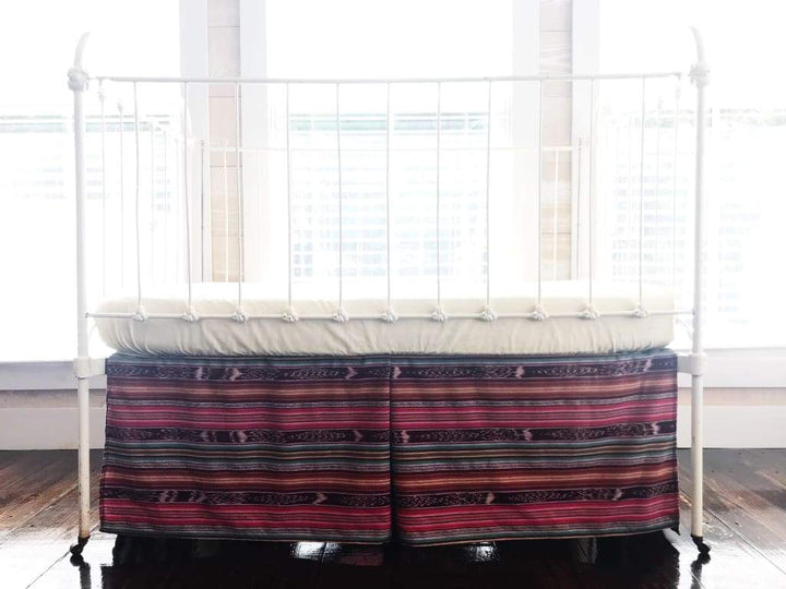 Tribal Crib Skirt handmade heirloom nursery - High Cotton Textile