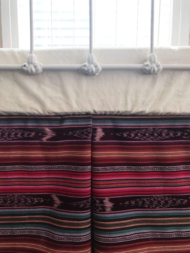 Tribal Crib Skirt handmade heirloom nursery - High Cotton Textile