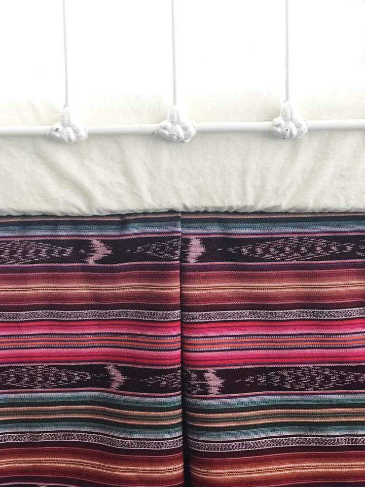 Tribal Crib Skirt handmade heirloom nursery - High Cotton Textile
