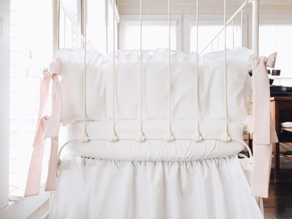 White + Baby Pink | Ruffled Crib Liners
