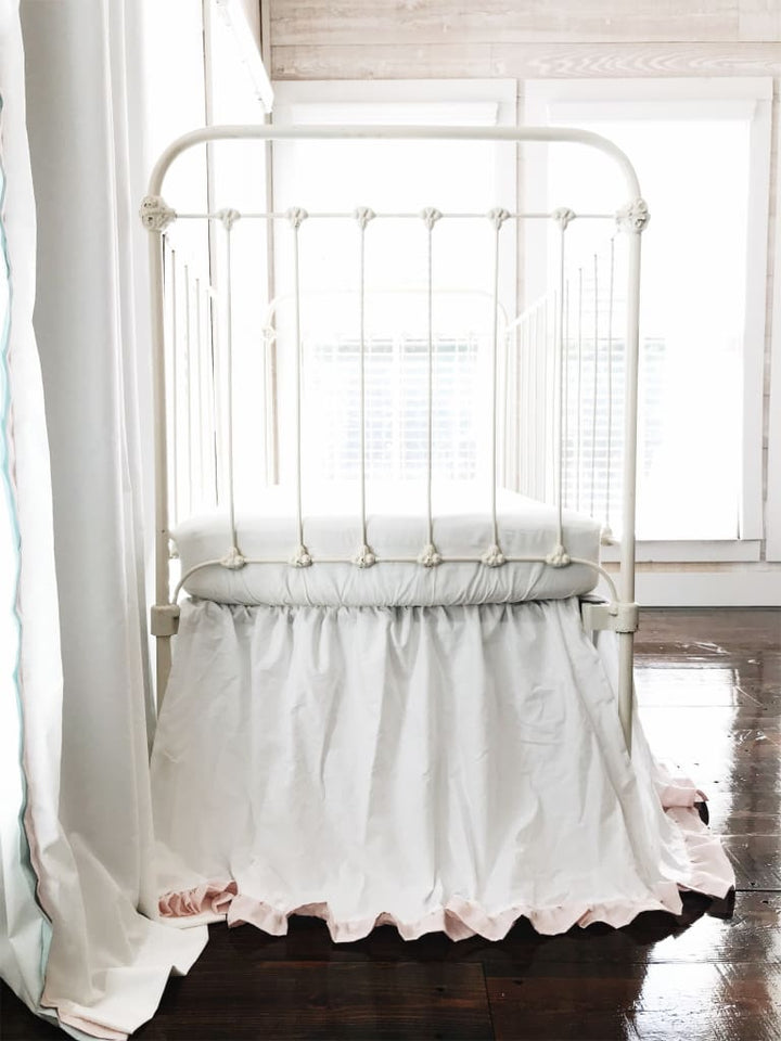 White + Baby Pink | Ruffled Crib Skirt