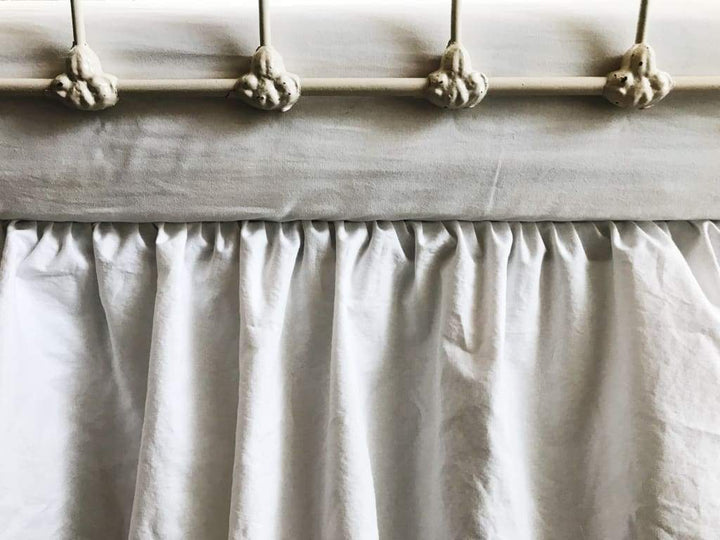 White and Blush Ruffled Crib Rail Cover and Skirt Set with Bows handmade heirloom nursery - High Cotton Textile